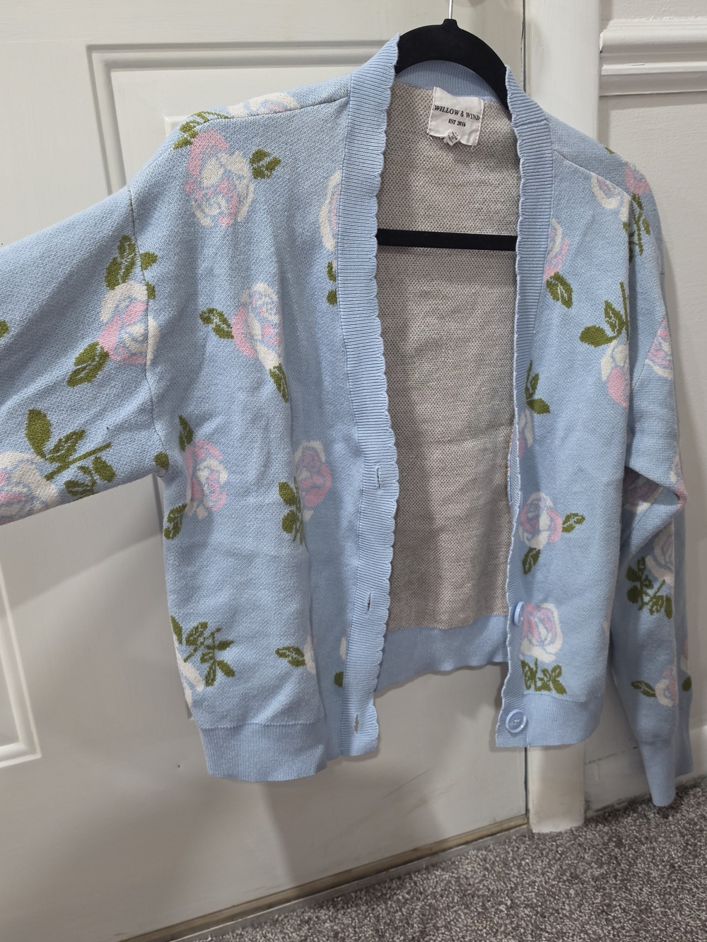 Light Blue Floral Cardigan Sweater -